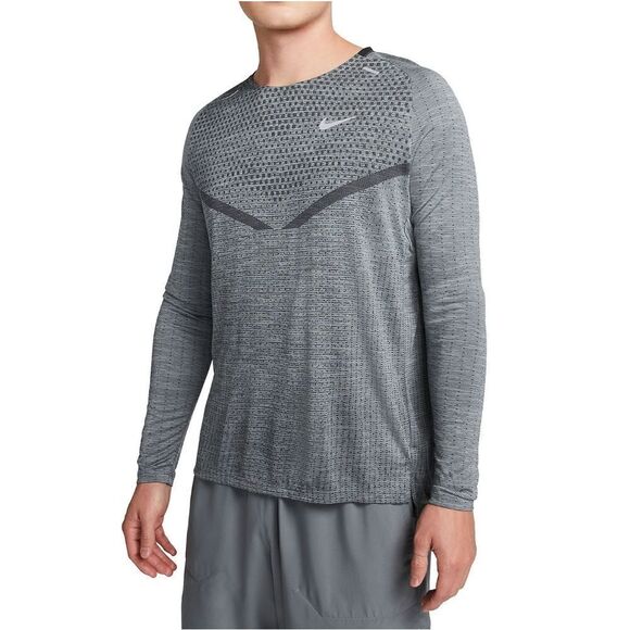 Nike TechKnit Ultra Dri-Fit ADV Long-Sleeve Running Tee Shirt M Grey DV4194-010 - Picture 1 of 16